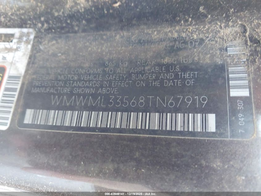2008 Mini Cooper Clubman VIN: WMWML33568TN67919 Lot: 43946141