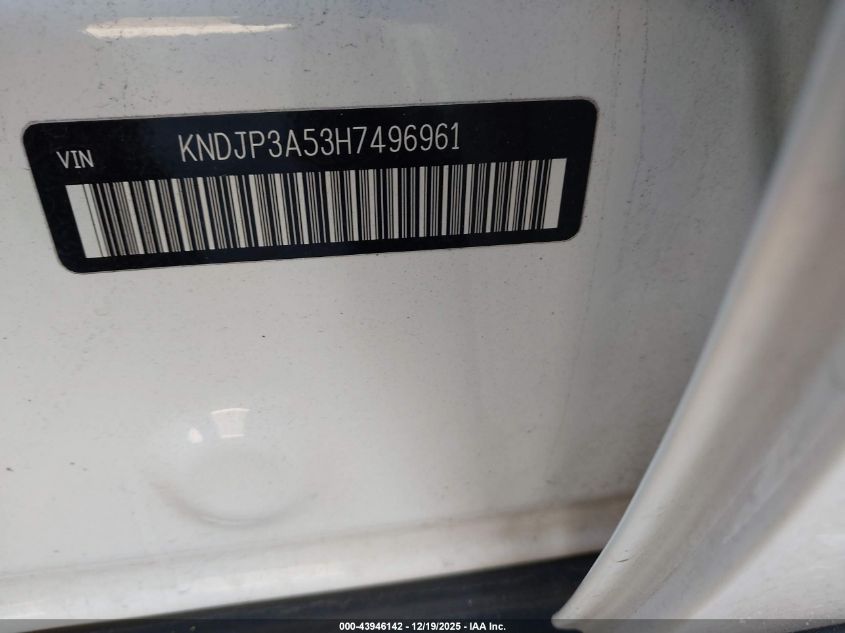 2017 Kia Soul + VIN: KNDJP3A53H7496961 Lot: 43946142