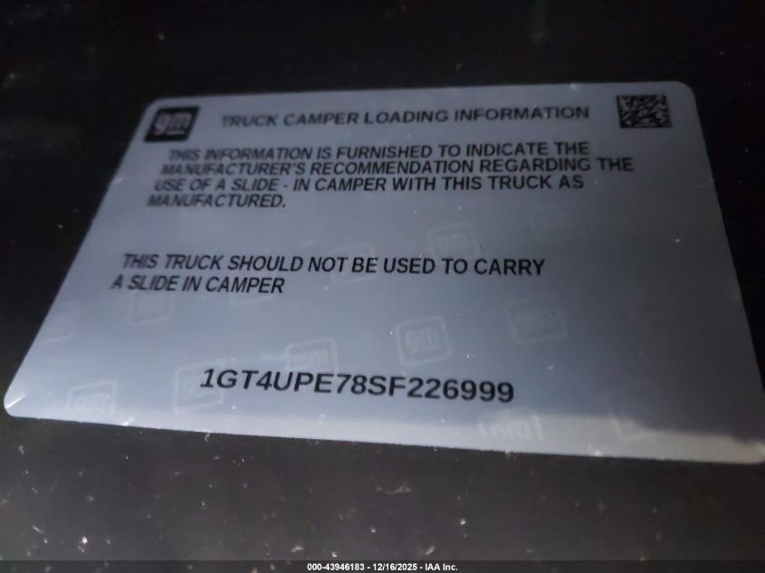 2025 GMC Sierra 2500Hd 4Wd Standard Bed At4 VIN: 1GT4UPE78SF226999 Lot: 43946183