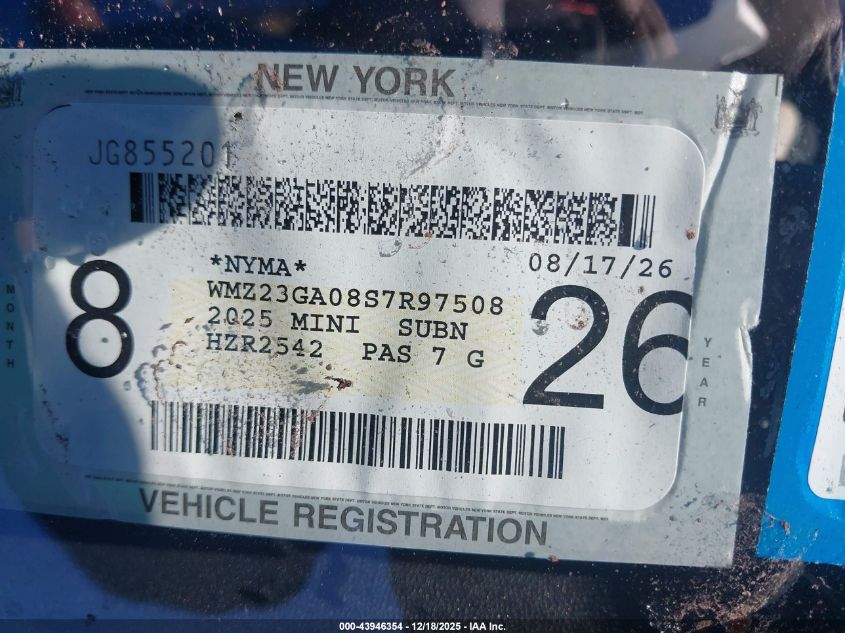 2025 Mini Countryman Cooper S VIN: WMZ23GA08S7R97508 Lot: 43946354