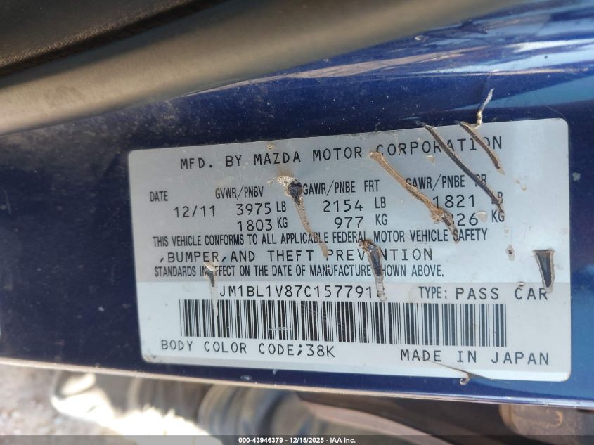 2012 Mazda Mazda3 I Touring VIN: JM1BL1V87C1577918 Lot: 43946379