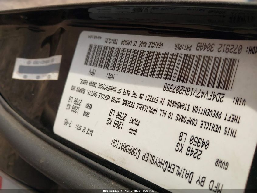 2006 Dodge Magnum VIN: 2D4FV47V16H207959 Lot: 43946571