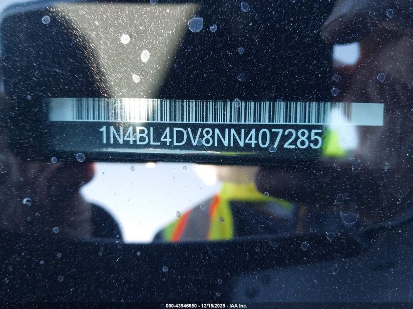 2022 Nissan Altima Sv Fwd VIN: 1N4BL4DV8NN407285 Lot: 43946650