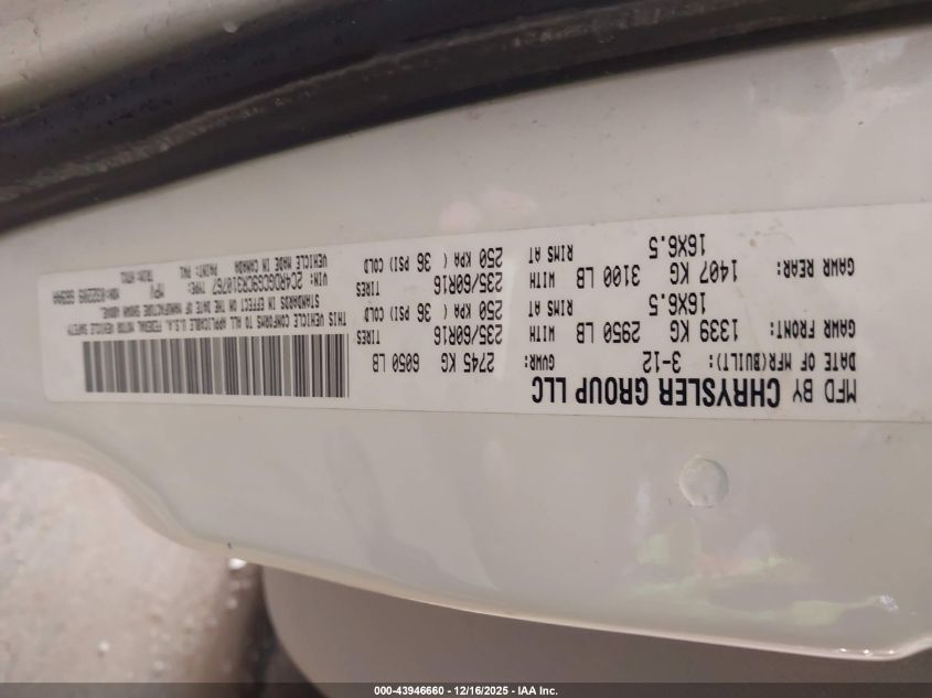 2012 Dodge Grand Caravan Sxt VIN: 2C4RDGCG9CR310767 Lot: 43946660