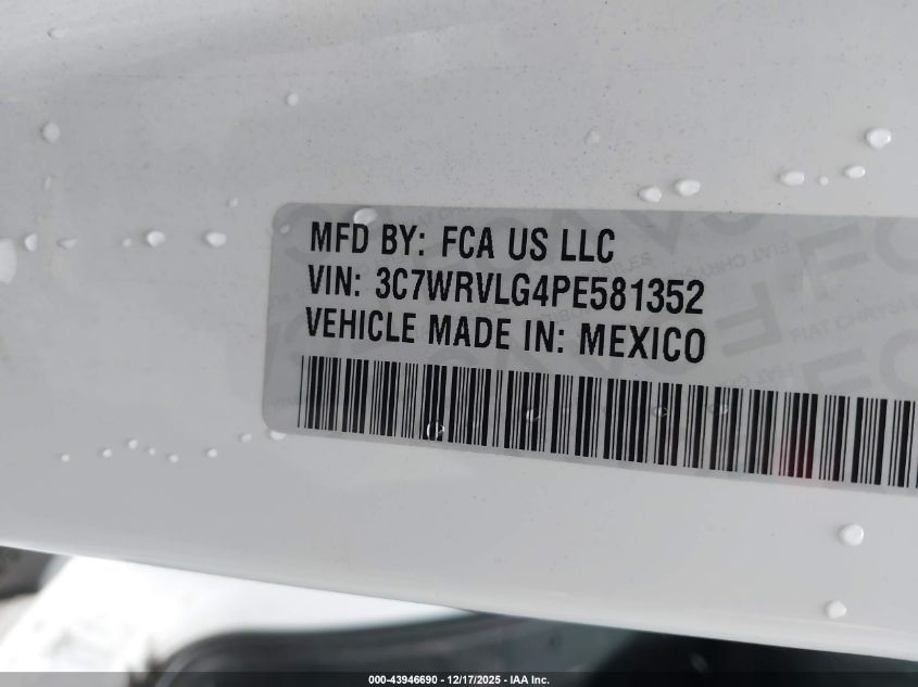 2023 Ram Promaster 3500 Cutaway Low Roof VIN: 3C7WRVLG4PE581352 Lot: 43946690