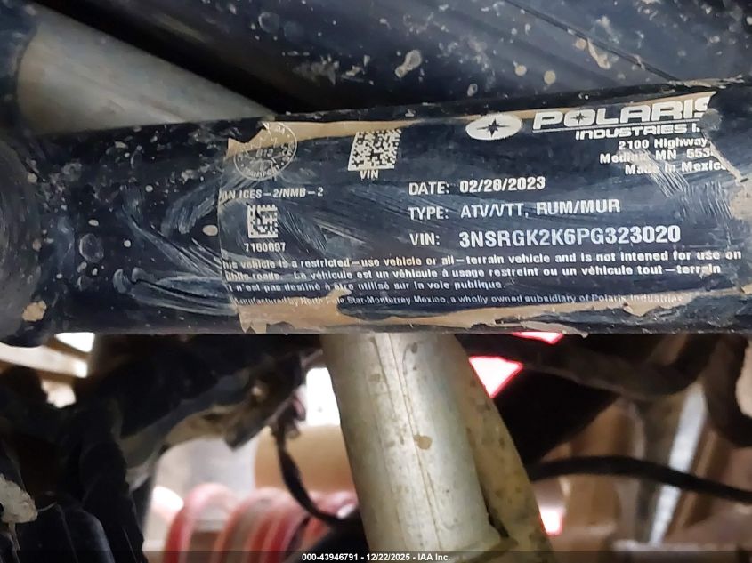 2023 Polaris Rzr Pro R Premium VIN: 3NSRGK2K6PG323020 Lot: 43946791