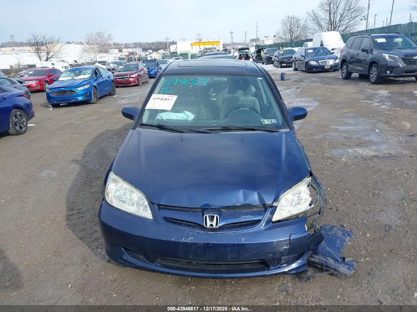 2005 Honda Civic Ex VIN: 2HGES26775H593909 Lot: 43946817