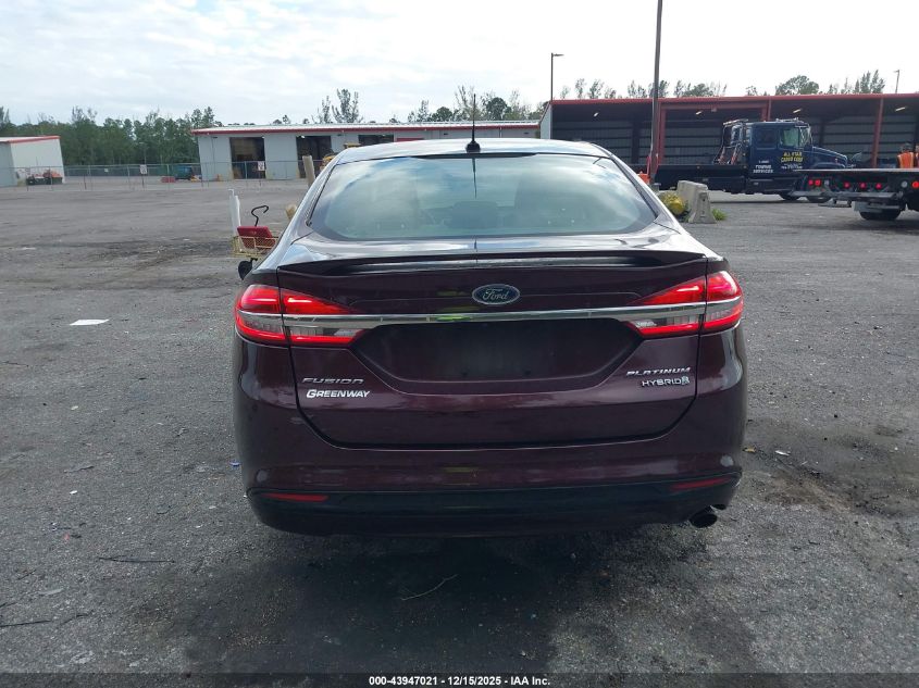 2017 Ford Fusion Hybrid Platinum VIN: 3FA6P0RU0HR309626 Lot: 43947021