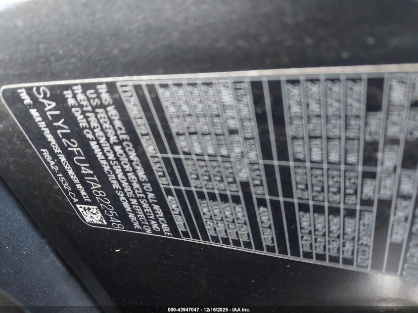 2026 Land Rover Range Rover Velar P400 Dynamic Se VIN: SALYL2FU4TA822548 Lot: 43947047