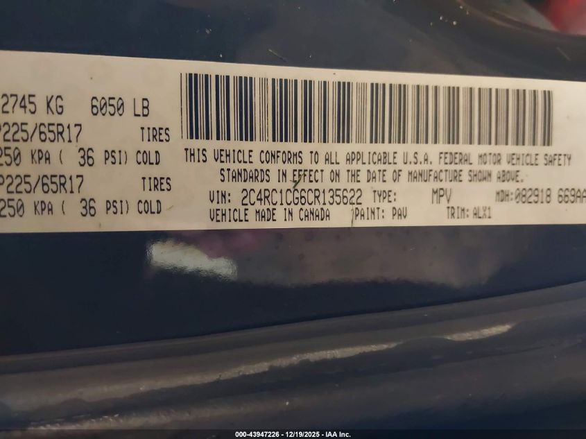 2012 Chrysler Town & Country Touring-L VIN: 2C4RC1CG6CR135622 Lot: 43947226