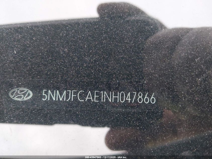 2022 Hyundai Tucson Sel VIN: 5NMJFCAE1NH047866 Lot: 43947565