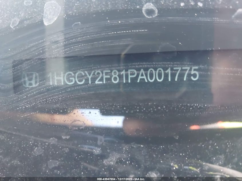 2023 Honda Accord Hybrid Touring VIN: 1HGCY2F81PA001775 Lot: 43947654