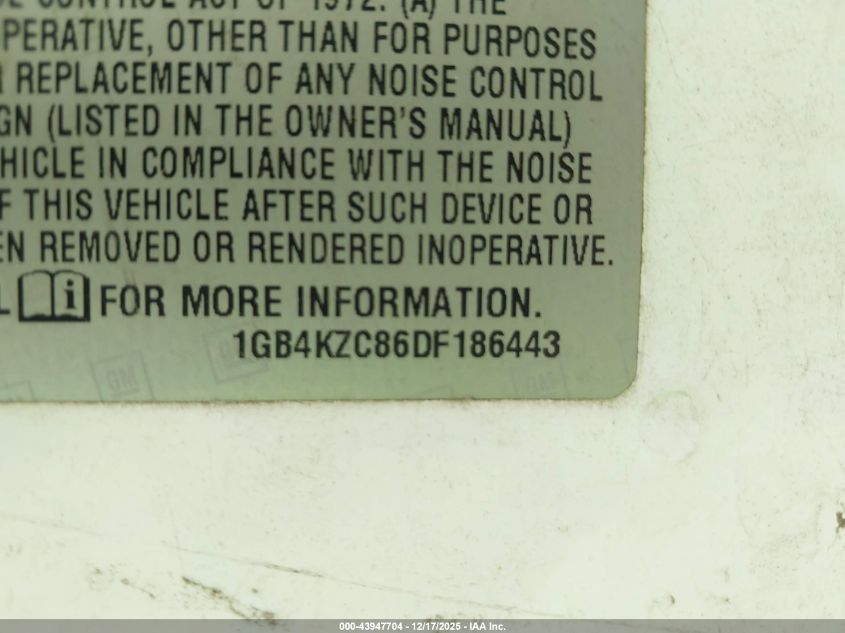 2013 Chevrolet Silverado 3500Hd Work Truck VIN: 1GB4KZC86DF186443 Lot: 43947704