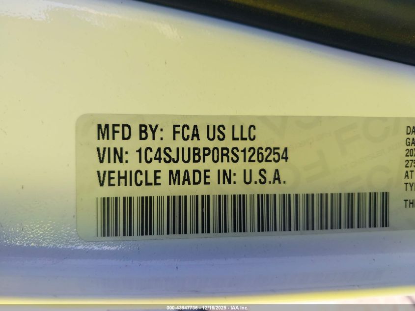 2024 Jeep Wagoneer Series Ii 4X2 VIN: 1C4SJUBPORS126254 Lot: 43947736