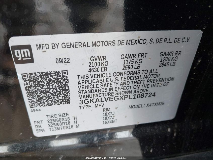 2023 GMC Terrain Awd Slt VIN: 3GKALVEGXPL108724 Lot: 43947747