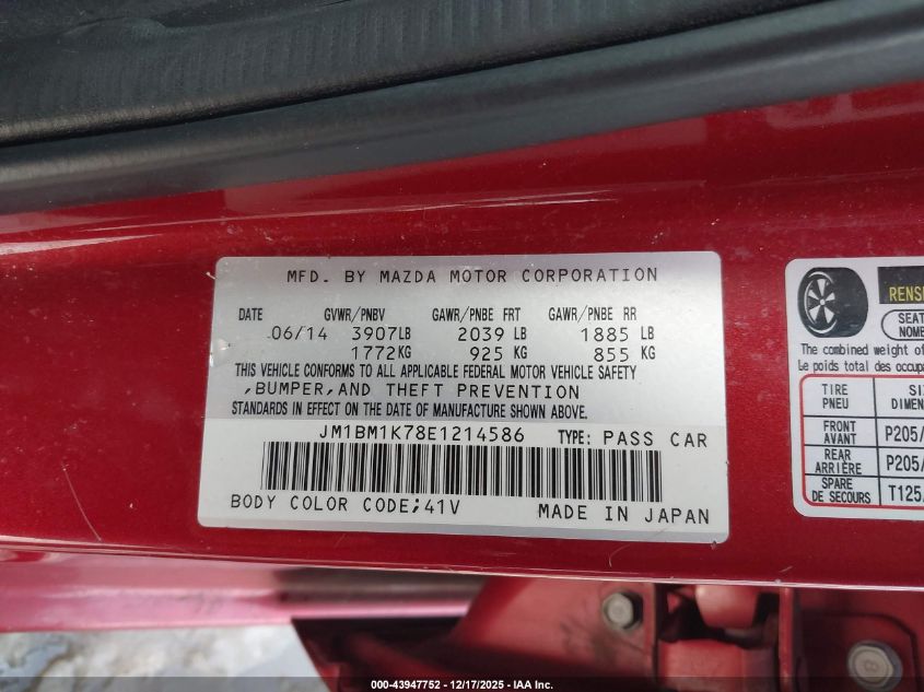 2014 Mazda Mazda3 I Sport VIN: JM1BM1K78E1214586 Lot: 43947752