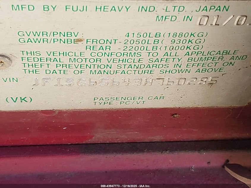 2003 Subaru Forester Xs VIN: JF1SG65643H760285 Lot: 43947773