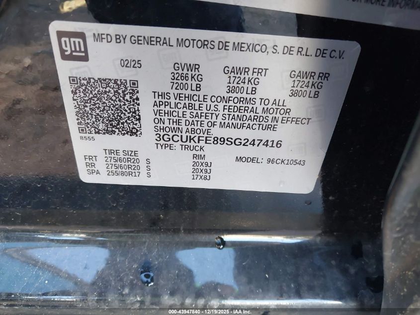 2025 Chevrolet Silverado 4Wd Short Bed Lt Trail Boss/4Wd Standard Bed Lt Trail Boss VIN: 3GCUKFE89SG47416 Lot: 43947840
