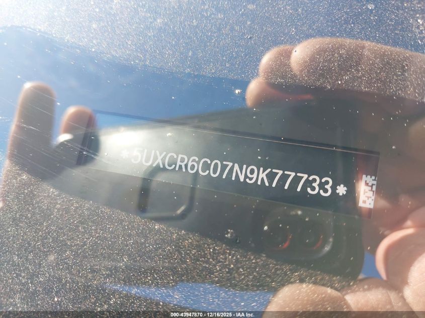 2022 BMW X5 xDrive40I VIN: 5UXCR6C07N9K77733 Lot: 43947870