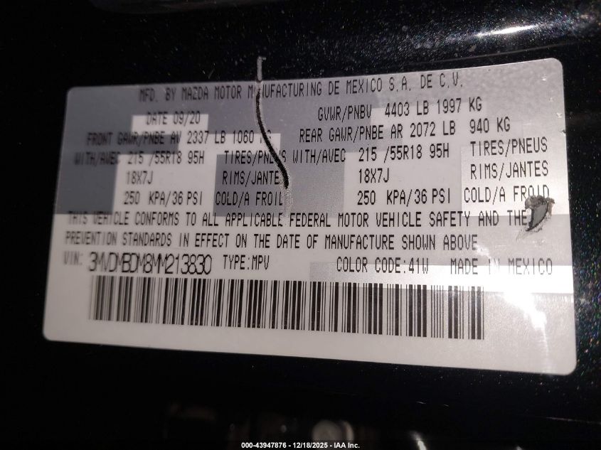 2021 Mazda Cx-30 Premium VIN: 3MVDMBDM8MM213830 Lot: 43947876