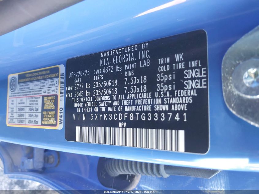 2026 Kia Sportage Ex VIN: 5XYK3CDF8TG333741 Lot: 43947911