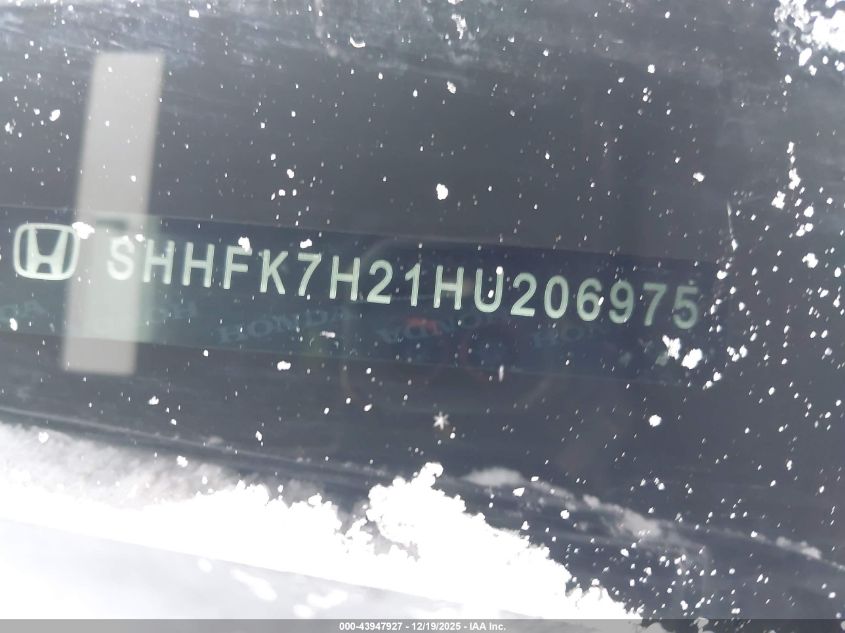 2017 Honda Civic Lx VIN: SHHFK7H21HU206975 Lot: 43947927
