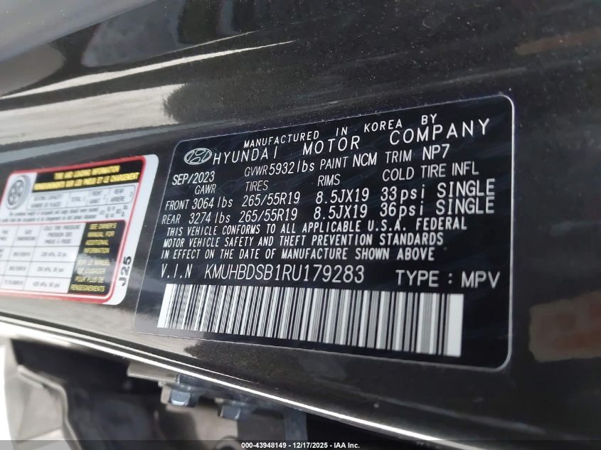 2024 Genesis Gv80 2.5T Awd VIN: KMUHBDSB1RU179283 Lot: 43948149