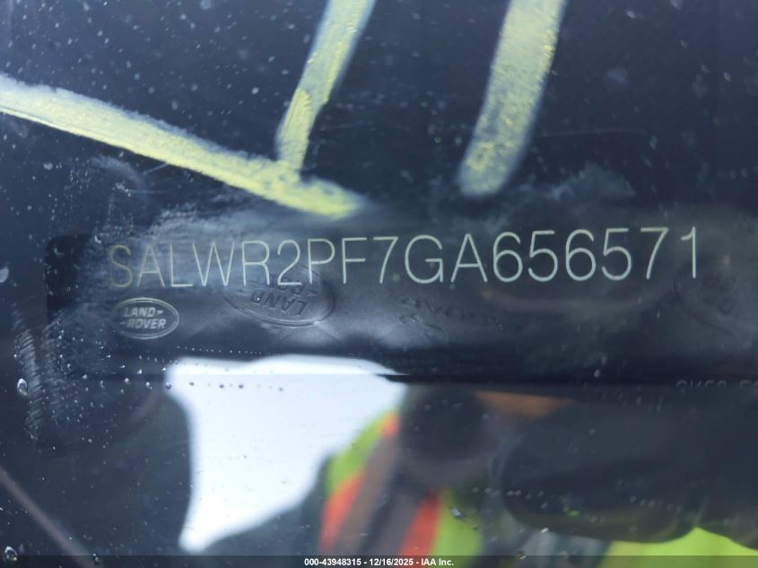 2016 Land Rover Range Rover Sport 3.0L V6 Supercharged Hse VIN: SALWR2PF7GA656571 Lot: 43948315