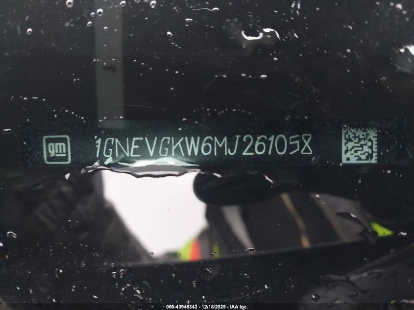 2021 Chevrolet Traverse Awd Lt Cloth VIN: 1GNEVGKW6MJ261058 Lot: 43948342