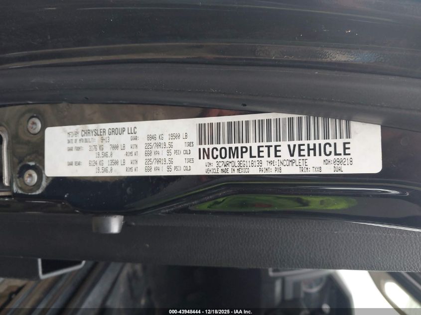 2014 Ram 5500 Chassis Tradesman/Slt VIN: 3C7WRMDL3EG118139 Lot: 43948444