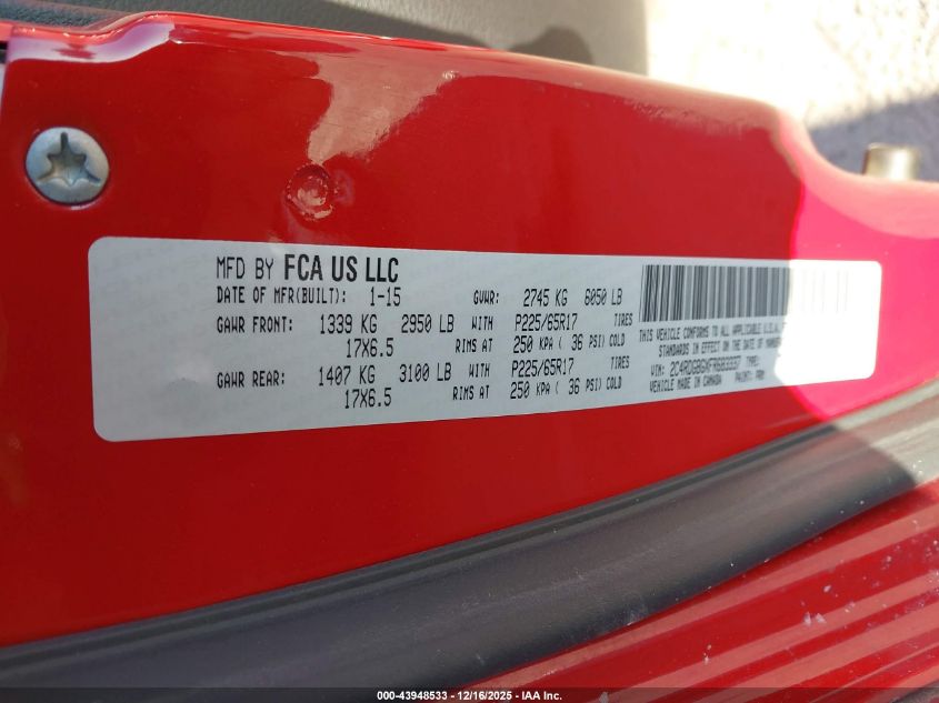 2015 Dodge Grand Caravan Se VIN: 2C4RDGBGXFR683337 Lot: 43948533