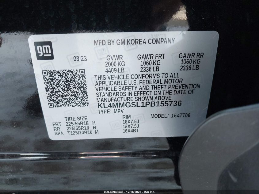 2023 Buick Encore Gx Essence Awd VIN: KL4MMGSL1PB155736 Lot: 43948538