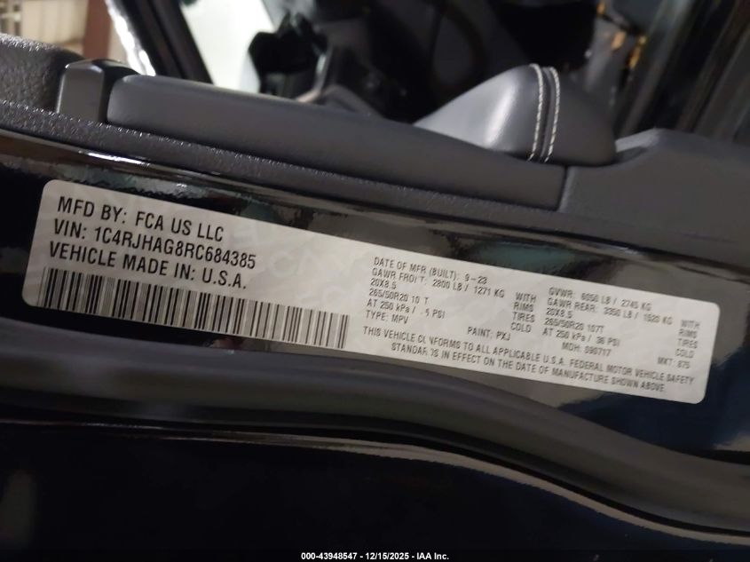 2024 Jeep Grand Cherokee Altitude X 4X4 VIN: 1C4RJHAG8RC684385 Lot: 43948547