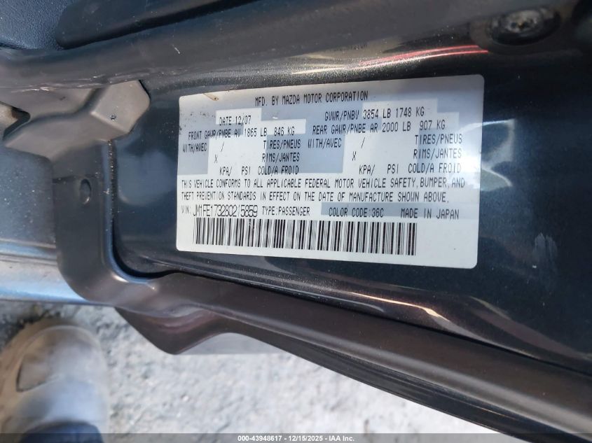 2008 Mazda Rx-8 40Th Anniversary Edition VIN: JM1FE173280215859 Lot: 43948617