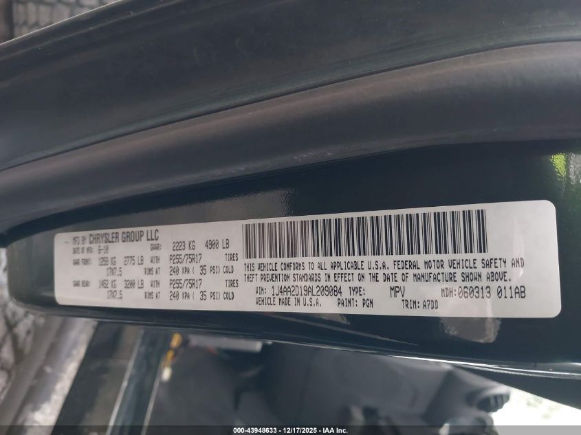 2010 Jeep Wrangler Sport VIN: 1J4AA2D19AL209084 Lot: 43948633