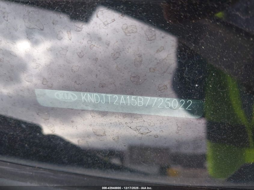 2011 Kia Soul VIN: KNDJT2A15B7725022 Lot: 43948800