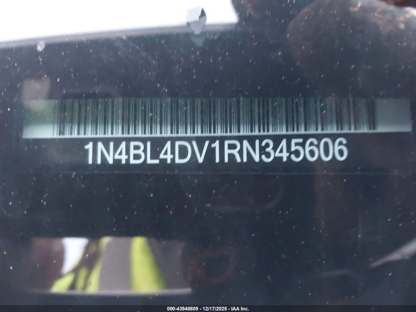 2024 Nissan Altima Sv Fwd VIN: 1N4BL4DV1RN345606 Lot: 43948809