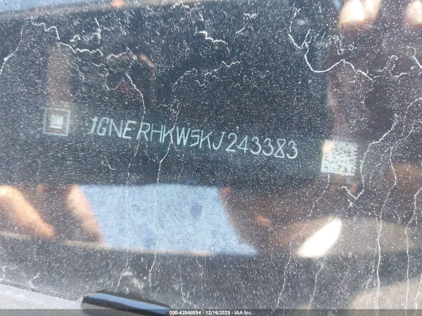 2019 Chevrolet Traverse 3Lt VIN: 1GNERHKW5KJ243383 Lot: 43948894