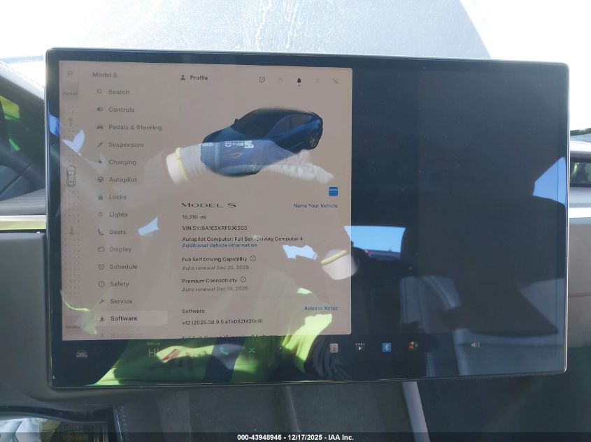2024 Tesla Model S Long Range VIN: 5YJSA1E5XRF536503 Lot: 43948946