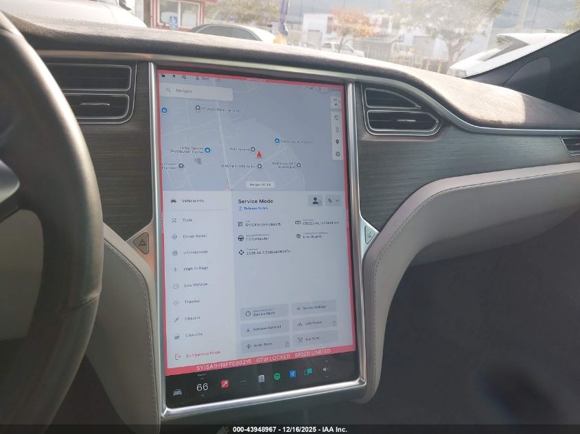 2015 Tesla Model S 60/70/85 VIN: 5YJSA1H19FF089215 Lot: 43948967