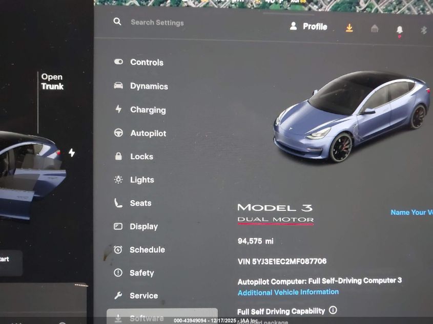 2021 Tesla Model 3 Performance Dual Motor All-Wheel Drive VIN: 5YJ3E1EC2MF087706 Lot: 43949094