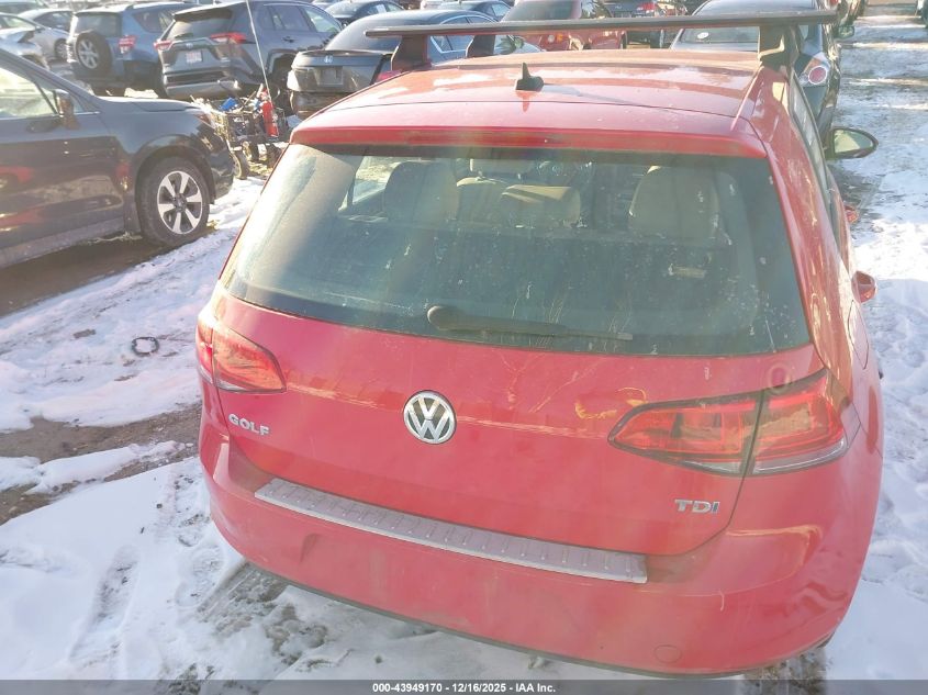 2015 Volkswagen Golf Tdi S 4-Door VIN: 3VWRA7AU0FM051032 Lot: 43949170