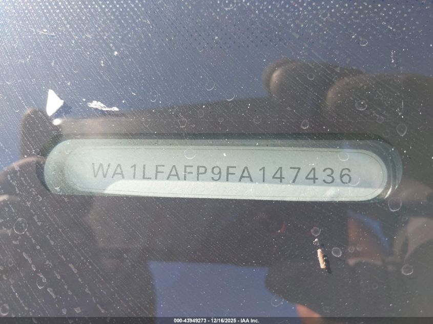 2015 Audi Q5 2.0T Premium VIN: WA1LFAFP9FA147436 Lot: 43949273