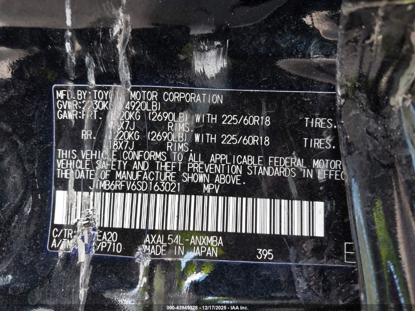 2025 Toyota Rav4 Hybrid Xle Premium VIN: JTMB6RFV6SD163021 Lot: 43949328