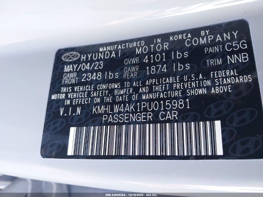 2023 Hyundai Elantra N VIN: KMHLW4AK1PU015981 Lot: 43949384