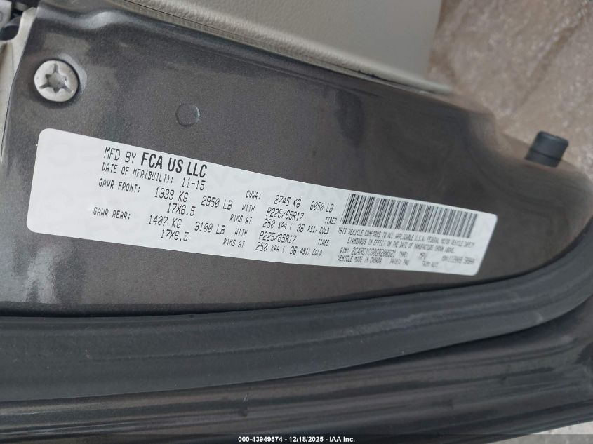 2016 Chrysler Town & Country Touring-L Anniversary Edition VIN: 2C4RC1CG0GR200521 Lot: 43949574