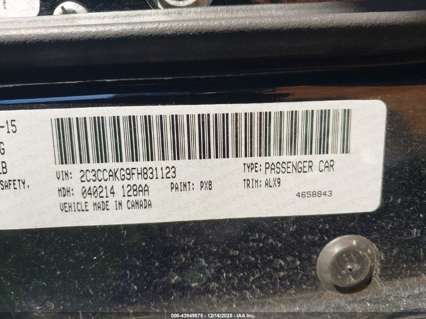 2015 Chrysler 300C Awd VIN: 2C3CCAKG9FH831123 Lot: 43949575