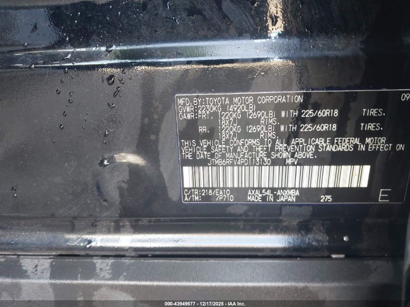 2023 Toyota Rav4 Hybrid Xle Premium VIN: JTMB6RFV4PD113130 Lot: 43949577