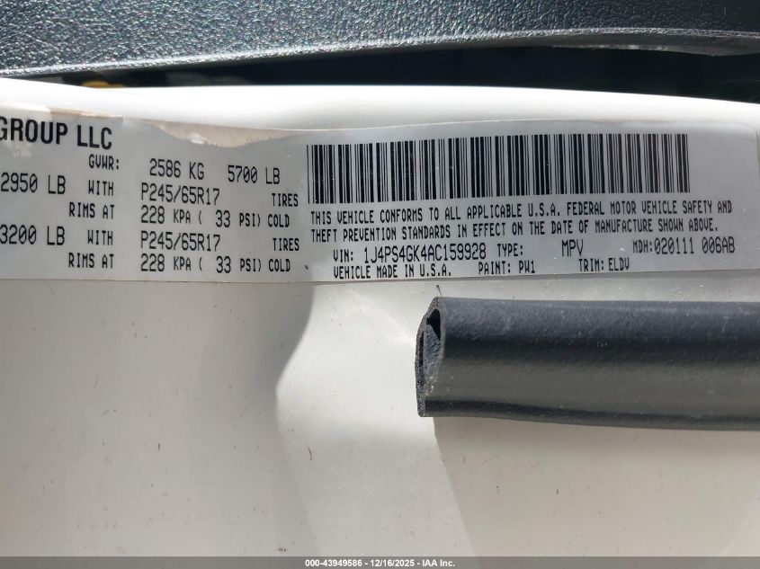 2010 Jeep Grand Cherokee Laredo VIN: 1J4PS4GK4AC159928 Lot: 43949586