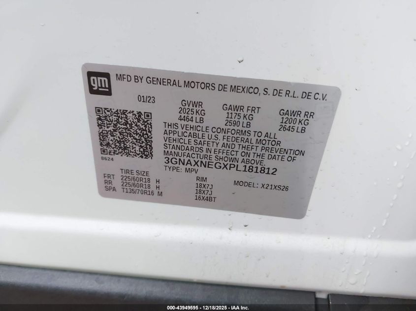 2023 Chevrolet Equinox Fwd Premier VIN: 3GNAXNEGXPL181812 Lot: 43949595